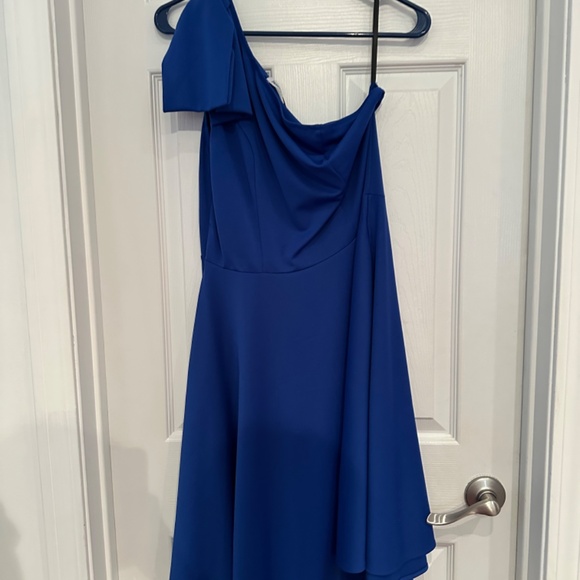 JASAMBAC Women's Bow One Shoulder Dress with Pockets A-line Cocktail Party Dress - Picture 2 of 2